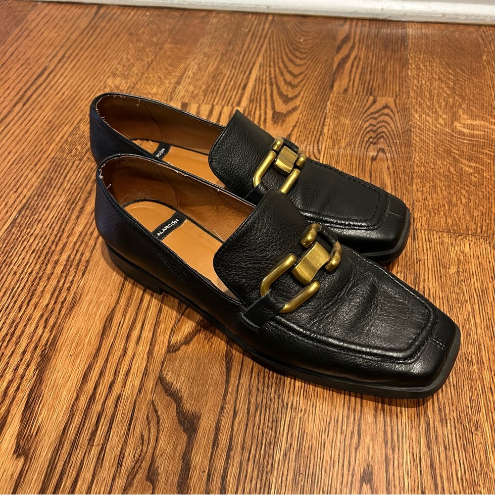 Angel Alarcon Square-Toe Leather Loafers